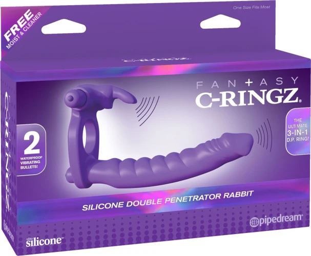 Эрекционное кольцо для двойного проникновения Silicone Double Penetrator Rabbit
