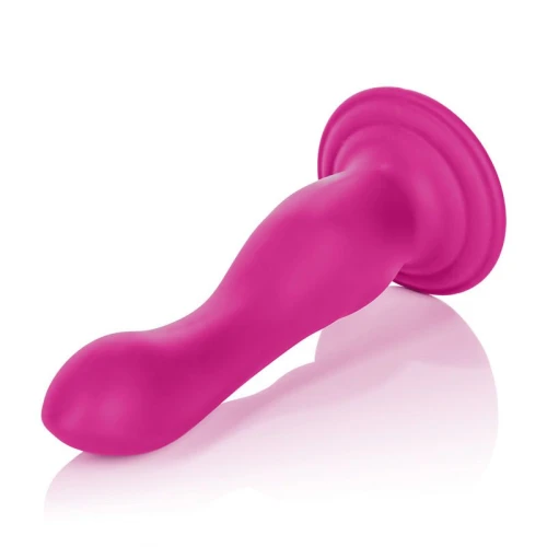 Розовый вибратор-насадка на присоске Rechargeable Love Rider Wireless Curve - 16,5 см.
