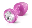Розовый алюминиевый плаг Anni R Clover Pink T1 с кристаллом в виде цветка - 6 см.