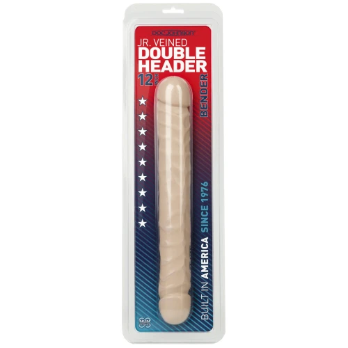 Двухголовый фаллос телесного цвета Jr. Veined Double Header 12" Bender - 29,5 см.