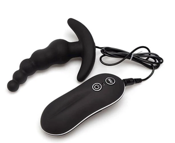 Вибростимулятор анальный Beads Style Vibrating Anal Plug чёрного цвета