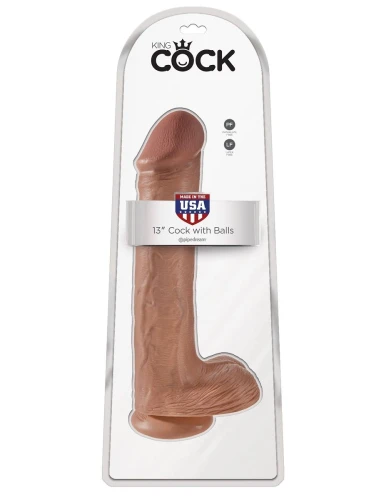 Фаллоимитатор-мулат на присоске 13" Cock with Balls - 35,6 см.