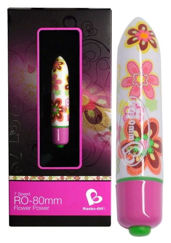 Мини-вибратор Flower Power с цветочным принтом - 8 см.