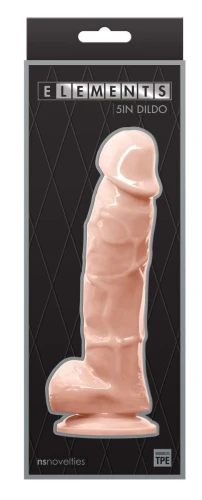 Телесный фаллоимитатор с мошонкой на присоске 5 Inch Dildo - 17,5 см.