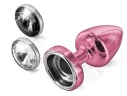 Розовый анальный плаг Anni Magnet T1 pink Cristal/black с 2 заменяемыми кристаллами - 6 см.