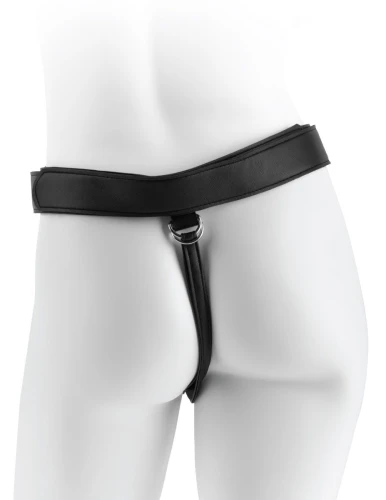 Кофейный поясной страпон Strap-On Harness with 9" Uncut Hollow Cock - 25,4 см.