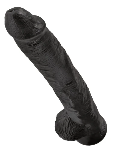 Чёрный фаллоимитатор-гигант 14" Cock with Balls - 37,5 см.