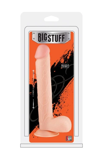 Большой реалистичный фаллоимитатор на присоске с мошонкой FLESHXL - 28 см.