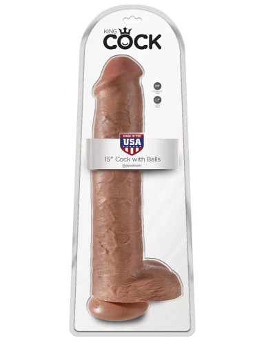 Кофейный фаллоимитатор-гигант 15" Cock with Balls - 40,6 см.