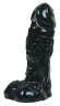 Чёрный фаллоимитатор с точками у мошонки All Black - 18 см.