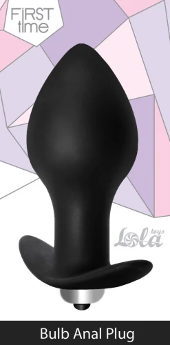 Чёрная анальная пробка с вибрацией Bulb Anal Plug - 10 см.