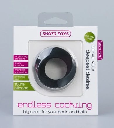 Чёрное эрекционное кольцо Endless Cockring Big на мошонку