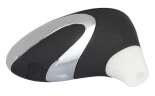 Чёрный бесконтактный стимулятор с хромированной вставкой Womanizer W500 Black Chrome