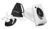 Чёрный бесконтактный стимулятор с хромированной вставкой Womanizer W500 Black Chrome