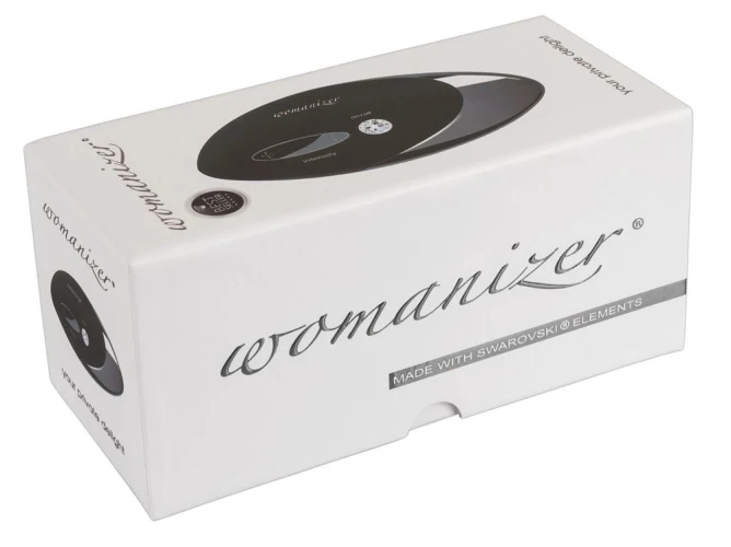 Чёрный бесконтактный стимулятор с хромированной вставкой Womanizer W500 Black Chrome