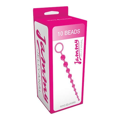 Розовая анальная цепочка с 10 шариками JAMMY JELLY ANAL 10 BEADS - 32 см.