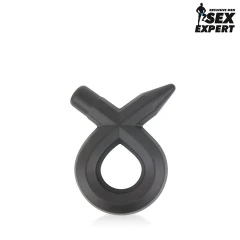 Чёрное силиконовое эрекционное кольцо Sex Expert