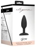 Чёрная анальная пробка Glow с вибрацией и подогревом - 12 см.