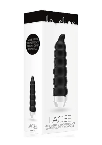 Чёрный фигурный вибратор Lacee с тонким кончиком - 15,5 см.