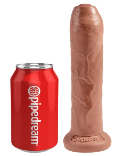 Кофейный необрезанный фаллоимитатор на присоске 7" Uncut Cock - 19,1 см.