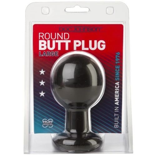 Круглая чёрная анальная пробка Classic Round Butt Plugs Large - 12,1 см.