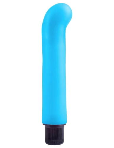 Голубой вибромассажер с загнутым кончиком XL G-Spot Softees - 16,2 см.