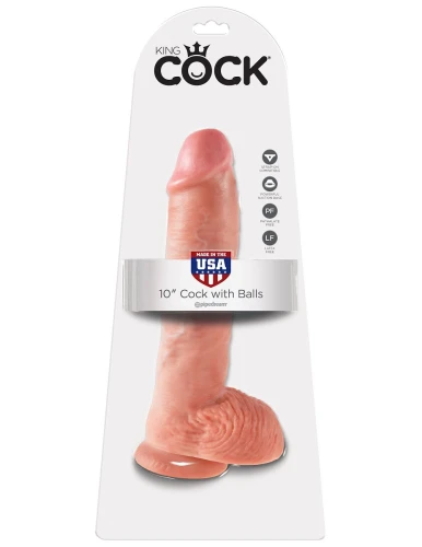 Большой фаллоимитатор с мошонкой 10" Cock with Balls на присоске - 25,4 см.