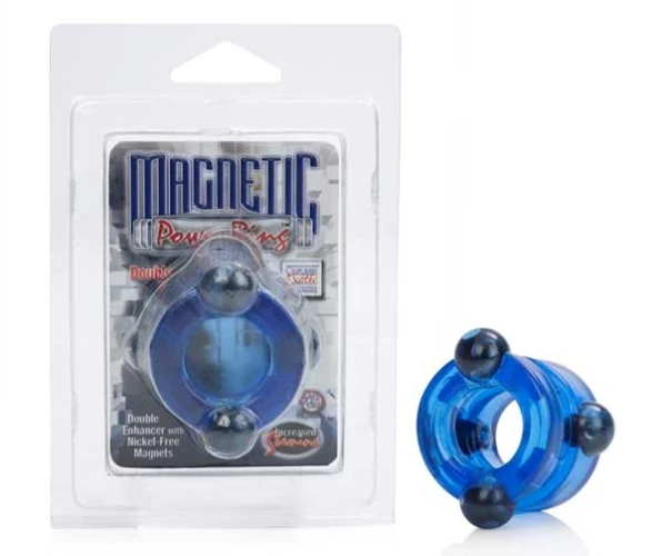 Голубое двойное эрекционное кольцо с магнитами Magnetic Power Ring