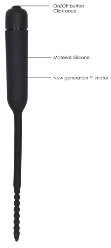 Чёрный стимулятор уретры с вибрацией Silicone Vibrating Bullet Plug With Beaded Tip