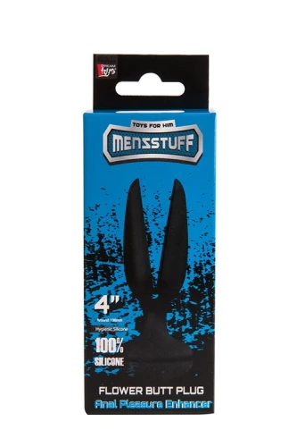 Чёрная пробка-бутон MENZSTUFF FLOWER BUTT PLUG 4INCH - 11 см.
