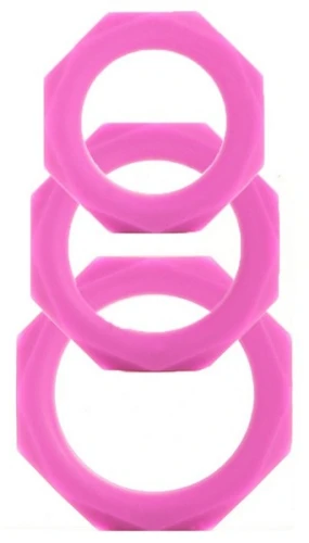 Набор розовых эрекционных колец Octagon Rings 3 sizes