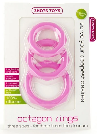 Набор розовых эрекционных колец Octagon Rings 3 sizes