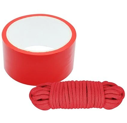 Набор для фиксации BONDX BONDAGE RIBBON & LOVE ROPE: красная лента и веревка