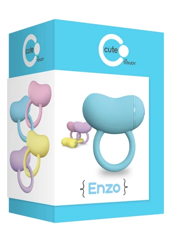 Голубое виброкольцо на пенис ENZO COUPLES RING
