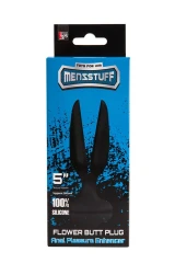 Чёрная пробка-бутон MENZSTUFF FLOWER BUTT PLUG 5INCH - 13,5 см.