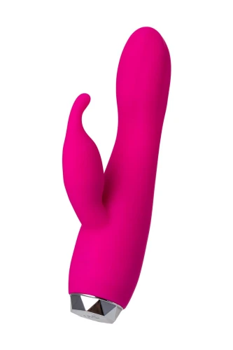 Розовый вибратор с клиторальным стимулятором L'EROINA - 17 см.