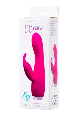 Розовый вибратор с клиторальным стимулятором L'EROINA - 17 см.