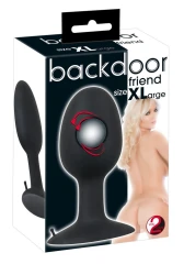 Чёрная силиконовая анальная пробка с присоской Backdoor Friend XL - 13,5 см.