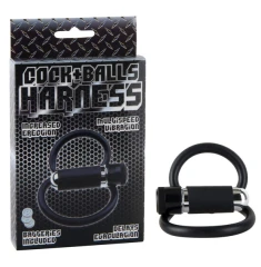 Чёрное двойное эрекционное кольцо COCK+BALLS HARNESS W. MULTISPEED BULLET