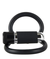 Чёрное двойное эрекционное кольцо COCK+BALLS HARNESS W. MULTISPEED BULLET