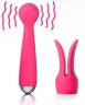 Сливово-красный вибростимулятор Emma с насадкой - 21 см.