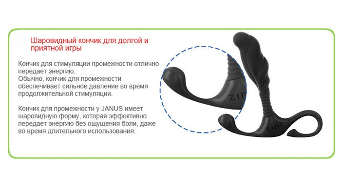 Большой чёрный массажер простаты ZINI JANUS LAMP