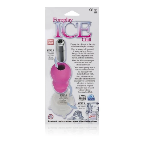 Розовый вибромассажер с замораживающейся насадкой Foreplay Ice Chill Massagers