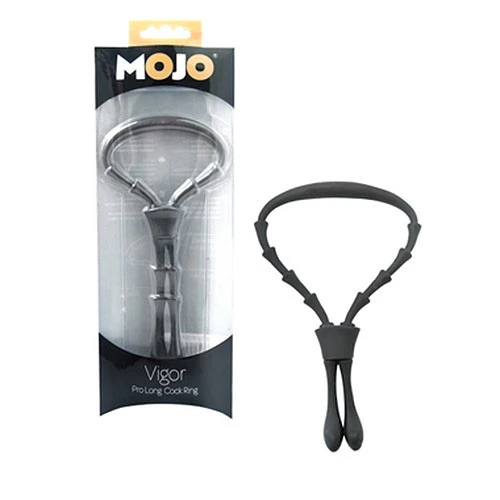 Чёрное эрекционное кольцо-лассо Mojo Vigor