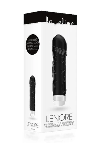 Чёрный вибратор Lenore с тонкими венками - 14,5 см.