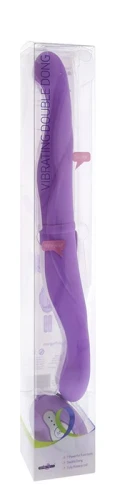 Фиолетовый двусторонний вибратор PREMIUM RANGE VIBRATING DOUBLE DONG - 33 см.