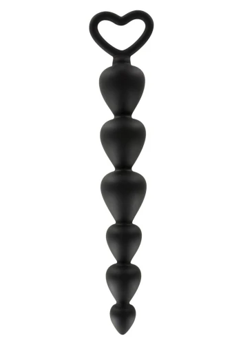 Чёрная анальная цепочка Bottom Beads - 17,8 см.