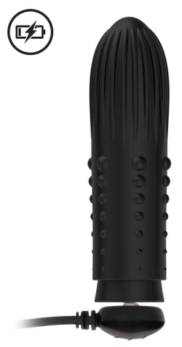 Чёрная вибропуля Turbo Rechargeable Bullet Lush - 9,8 см.