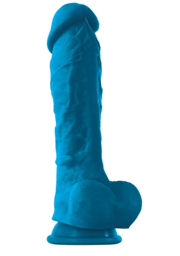 Голубой фаллоимитатор на присоске ColourSoft 8" Soft Dildo - 23,5 см.