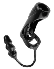 Чёрная насадка с анальной втулкой Extreme Enhancer with Anal Plug - 9,6 см.